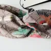 Projektant jedwabny krzyż z pałąkiem na głowę kobiety elastyczne gumki do włosów Retro Turban Headwraps damskie kwiaty Hummingbird Orchid G227084F