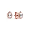 Ny äkta S925 Sterling Silver Stud örhängen 18K Rose Gold Round örhängen ZD Zircon Designer Pandora Style med originallåda