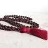 Catene di granato annodato a mano con nappe collana da donna 108 perle di preghiera mala regalo di gioielli per il suo yoga con nappe catene Godl22