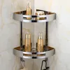 Bathroom Shelf Wall Hanging Tripod 304 Stainless Steel Double Storage Polished Silver Hardware Corner Rack Y200407