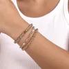 Ссылка цепочка 3pcs Boho Beaded Crystal теннисная цепочка браслеты, расположенные под рукой для женщин, мужские свадебные кулонные кулонные браул