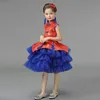 エスニック服の子供の衣装美しいチョンサムサテン中国のウェディングドレスガールフラワーチャイナダンスグゼンエルフィドルショーレッドキパオトゥ