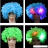 Parrucca riccia di Halloween Parrucche afro arcobaleno con parrucche per capelli da pagliaccio Costume per bambini per adulti parrucche luminose Parrucca per tifoso di calcio