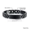 Bracciale ID da uomo da donna da 12 mm 8,26 '' con catena in acciaio inossidabile con maglie da polso argento oro nero