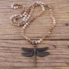 Pendant Necklaces RH Fashion Bohemian Jewelry Accessory 6mm StonesCrystal Knotted With Metal Retro Dragonfly Women Boho Gift6427300