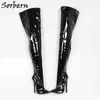 Sorbern Sexy Crotch Thigh High Boots Women 18Cm High Heel Stilettos Pointy Toes Stilettos Long Ladies Boot Patent Fetish Shoes