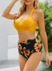 Push -up Sexy Up Biquíni Conjunto de Coloque High Swimsuit Floral Swimke