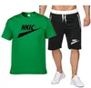 Tuta estiva per il tempo libero Stampato LOGO di marca T-shirt / pantaloncini / completo da uomo Casual Top a maniche corte Pantaloni Set Uomo / Donna Sport