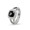 Anneaux de bande Anneaux de fil torsadé Anneaux noirs prismatiques Mode féminine Argent plaqué Micro diamants Bague à ongles Styles polyvalents à la mode 815706943