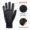 Gants de cyclisme Santic hommes résistant au froid noir Gel respirant doigt complet avec fonction tactile antichoc garder au chaud gants de vélo de SportCyclisme