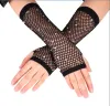 Rhinestone fisknäthandskar kostymtillbehör Fingerless Sparkly Crystal Glitter Mesh Arm Hylsa 80 -talet 1920 -talet Party Banket Nightclub Wear Props