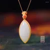 펜던트 목걸이 자연 밴드 흰색 제이드 목걸이 gufakin 925 스털링 실버 여자 Jadeite Jewelrypendant