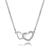 Colares pendentes Jóias de casamento de cristal Moda de jóias Double Heart Clavicle Chain Chain Elegant Senhoras Colar para Coração Diamante para Mulherprendan