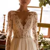 Chic Chiffon A Line Wedding Dresses Button Back Boho Beach Bridal Gown P￤rla Midja Robe de Novia