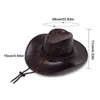 Banhos de couro American Wind Big Western Cowboy Hat Ladies Knight ao ar livre viseira unissex Cap respirável Cap boné para Menberets oliv22