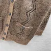Suéteres de mujer Diseñador Mujeres Puntos de cachemira Tops con botones de letras Niñas Milan Runway Oversize Tank Crop Top Wave Pattern Shirt High End Stretch Cardigan 55JO