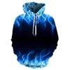 Färgglad Flame Hoodie 3D Fluorescens Sweatshirt Män/kvinnor Höst- och vinterrockkläder Roliga jacka Black Hoodies 220815