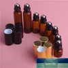 10Pcs 1ml 2ml 3ml 5ml 10ml Amber Thin Glass Roll on Bottle Sample Test Essential Oil Perfume Vials with Black Roller Metal Ball