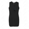 vestido de fiesta para mujer diseñador de moda tejido largo chaleco de punto top tanques vestido ahueca hacia fuera letras completas blanco negro rosa verano sin mangas sexy vintage out-fit