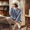 Hiver nouveau pyjamas femmes Chic Ulzzang confortable doux chaud flanelle épaisse femme loisirs populaire quotidien doux Simple Homewear L220803