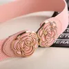 Belts Elegant Elastic For Woman 3.5 80 CM Lady Flowers Pant Beaded Wide BuckleBelts