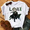 Super héros Loki lettre impression t-shirt femmes drôle dieu de la méfait graphique t-shirts été hauts dessin animé T femme 220628