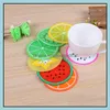 Creative Insation Pad Fruit Sile Coaster Mats Pattern Colorf Round Cup Cushion Holder Bevande spesse Stoviglie Sottobicchieri Mug Household Drop Deli