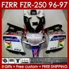 Обтекание для Yamaha fzrr Fzr 250r 250rr Fzr 250 Rr Rr250r 1996 1997 Глянцевая белая телесное тело 144no.76 FZR-250 FZR250 R RR 96 97 FZR250RR FZR250-R FZR-250R 96-97 КОМень для тела.