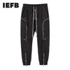 Calça de rua de alta qualidade da IEFB Trends Multi-Zipper Trend Masculino Casual Casual Cantura elástica da cintura calças no tornozelo 220509