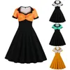 Vestidos casuais mulheres vestido vintage retro hepburn noturna impressão de retalhos de verão festa de aniversário elegante femme senhoras vestidossual