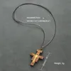 Pendant Necklaces Wooden Orthodox San Damiano Crucifix Necklace Leather Rope Chain Cross For Men Women Church Prayer Jewelry GiftPendant