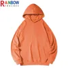 Rainbowtouches 2021 New Hoodies Mens Hip Hop Fashion High Street Solid Color Orange Couples Top LongeveパーカーユニセックスコートG220713