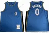 Mitchell en Ness Basketbal 0 Damian Gilbert Lillard Arenas Jerseys 2003-04 Wit Blauw Retro Stitched 22 Clyde 30 Stephen Drexle Curry Jersey Orange Blue Red