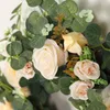 Dekorativa blommor kransar konstgjorda krans bröllop runda vit pion dekoration hem ytterdörren siden simulering girland växt dekor supp