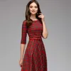 Повседневные платья Женщины элегантное платье A-Line 2022 Vintage Printing Party Vestidos Трех четверть рукава Осеннее пластики