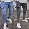 Casual Slim Fit Jeans Erkekler 2022 Trendy Diz Yırtık Tasarımcı Pantolon Erkekler Parti DJ Moda Masculina Y220420