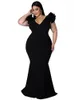 Plus Size Kleider Meerjungfrau Kleid Frauen Weg Von Der Schulter Rückenfreie Roben Sommer Mode Geraffte Splice Sexy Elegante Party GownPlus