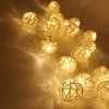 Sznurki 40LED Bawełniane sznurek 220V Świąteczne bajki dekoracyjne kule rattanowe lampa ciepła biała impreza ślubna ogród girlanda dioda LED