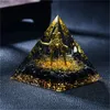 Croce d'oro Piramide di orgone Energia fai-da-te Base di ossidiana Orgonite magica Regalo Guarigione Meditazione Collezione di decorazioni per la casa fatta a mano