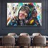 Graffiti Cute Monkey Canvas Painting Colorful Printed Poster and Wall Pictures For Living Room Home Decorations