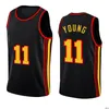 Trae 11 Young Jersey Spud 4 Webb Basketbal Jerseys 2021/2022 Borduurwerk Logo's heren zwart rood wit S M L XL XXL Hoge kwaliteit