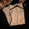 Zomerriem jurk voor vrouwen Allover Floral Gauze Mouwloze Mid Mesh Jurk Sweet Elegant Pearl Decoration Holiday Evening Robe 220516