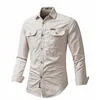 UAICESTAR Brand 100% Cotton Slim Men Shirts Spring Single Breasted Cargo Autumn Fashion Casual 's 220323