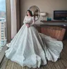 Ball Gown Wedding Dress With Long Sleeve Jewel Applique Lace Backless Organza Formal Occasion Custom Made Floor-length