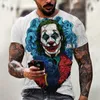 Summer 3D Printed Evil Clown Mönster Löst T -shirt för män Trend överdimensionerad personlighet Kort ärm Harajuku Punk Tops 220526