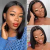 Colored Straight Short Bob WIth 100% Human Hair 4x4x1T Lace Closure Brazilian Hair Wigs Remy Middle Part Side For Brown Women