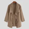 EBAIHUI hommes Trench manteaux Vintage coton Ponchos écharpe col à manches longues cape irrégulière vestes solide Streetwear vêtements d'extérieur