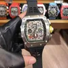 Часы дизайнер роскошные мужские механики часы Rihca Milles Полнофункциональный мужской высококачественный автоматический полый стеклянный корпус из нержавеющей стали