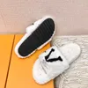 PARIS Plataforma Plush Furry Chinelos Feminino Paseo Comfort Flat Mules sapatos de lã flats luxo Designer Moda Sandálias fofas de pele de carneiro tamanho 35-41