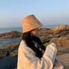 Bucket Hat For Women Suede Double sided with lamb hair cap Plain Panama Outdoor Hiking Beach Fishing Cap Sunscreen Female Bob 220318